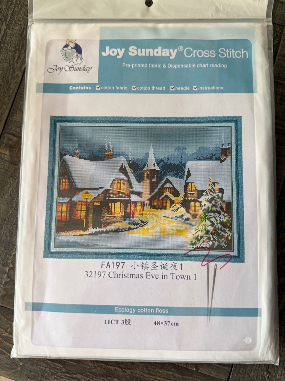 Christmas Town Joy Sunday Pre-Printed Cross Stitch Kit 11ct Aida - NEW